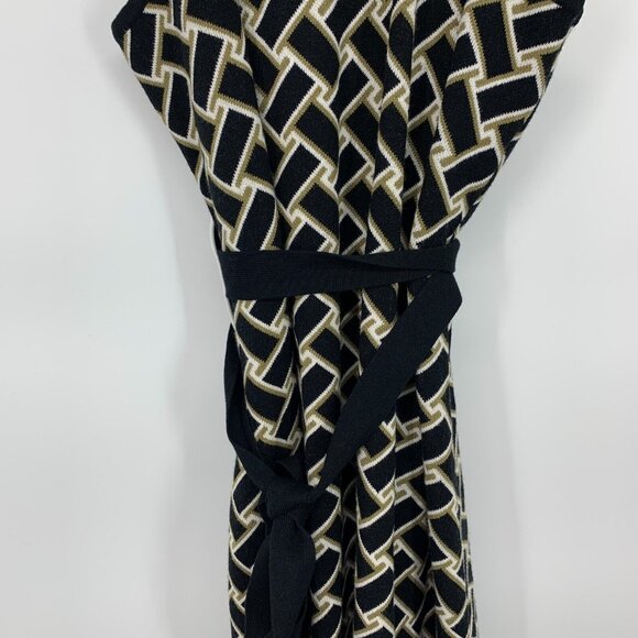 DVF Target Wrap Dress Collared Sleeveless Sweater Midi Black - Picture 11 of 12